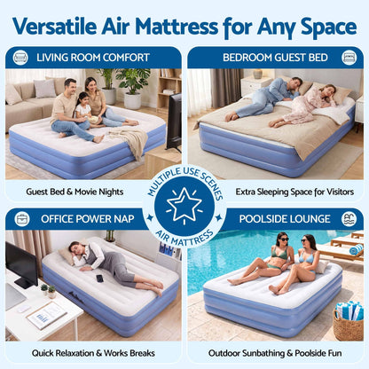 Weisshorn Queen Air Mattress with Rechargeable Cordless Pump 50cm-Outdoor Recreation > Camping > Inflatable Mattresses-PEROZ Accessories