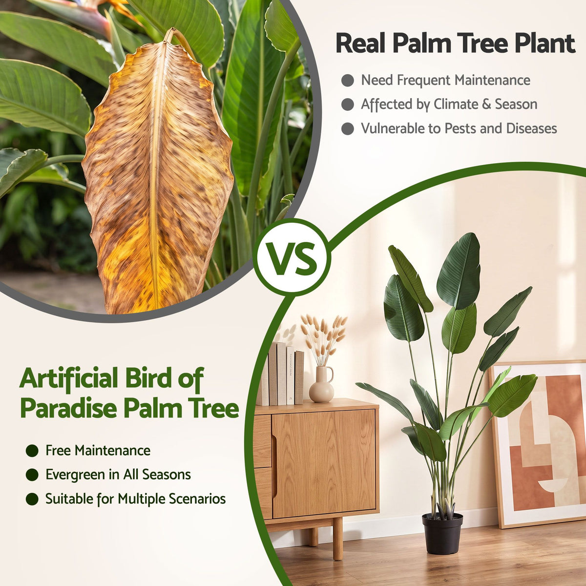 Artiss 150cm Artificial Bird of Paradise Plant Lifelike Textured Leaves Wipe-Clean Indoor Home Decor