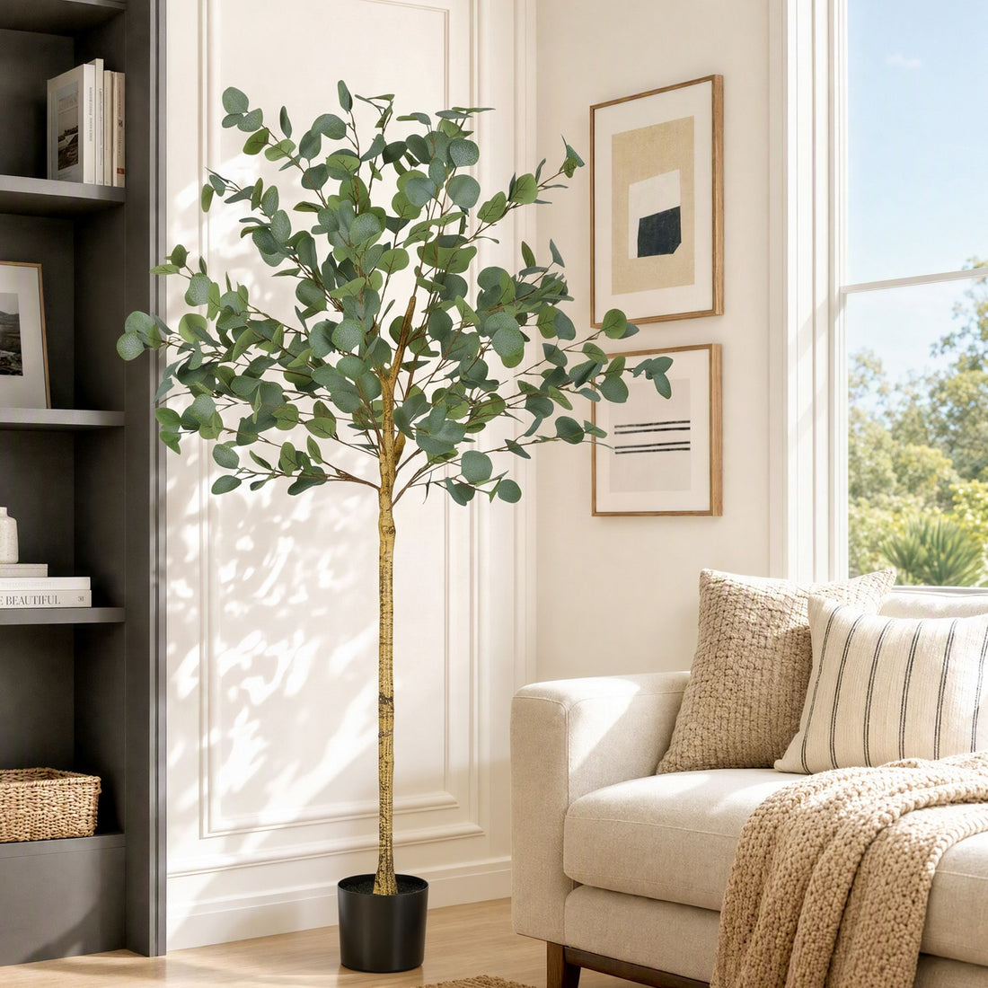Artiss 150cm Artificial Eucalyptus Tree with Realistic Textured Leaves for Indoor Home Office Decor-Home &amp; Garden > Artificial Plants > Artificial Flowers &amp; Plants-PEROZ Accessories