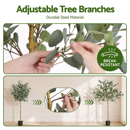 Artiss 150cm Artificial Eucalyptus Tree with Realistic Textured Leaves for Indoor Home Office Decor