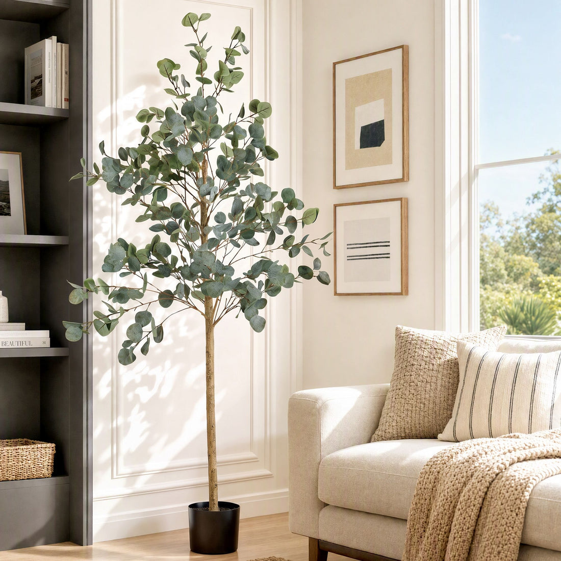 Artiss 180cm Artificial Eucalyptus Tree with Realistic Textured Leaves for Indoor Home Office Decor-Home &amp; Garden > Artificial Plants > Artificial Flowers &amp; Plants-PEROZ Accessories