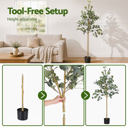 Artiss 180cm Artificial Eucalyptus Tree with Realistic Textured Leaves for Indoor Home Office Decor
