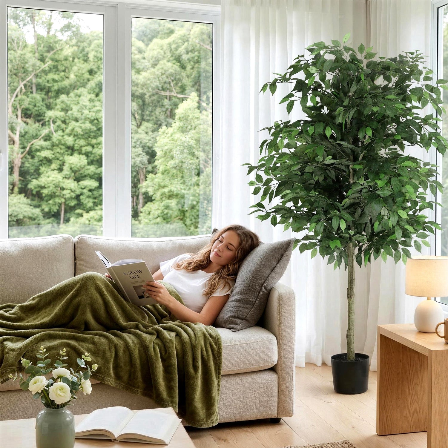 Artiss 180cm Artificial Ficus Tree Faux Trees Indoor Decor Artificial Plants Lifelike Plant 1.8M-Home &amp; Garden > Artificial Plants > Artificial Trees-PEROZ Accessories