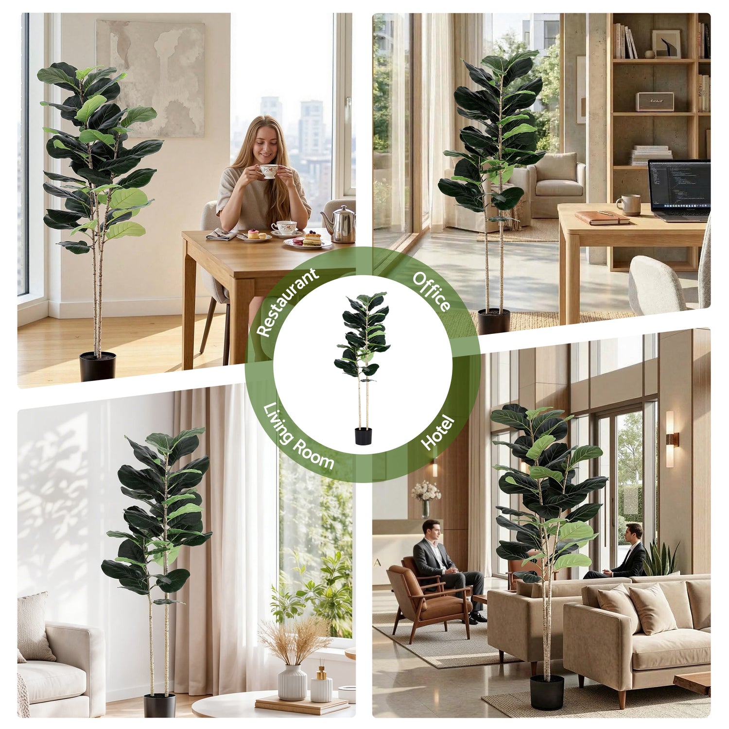 Artiss 150cm Artificial Fiddle Tree Faux Trees Indoor Decor Artificial Plants Lifelike Plant 1.5M-Home &amp; Garden > Artificial Plants > Artificial Trees-PEROZ Accessories