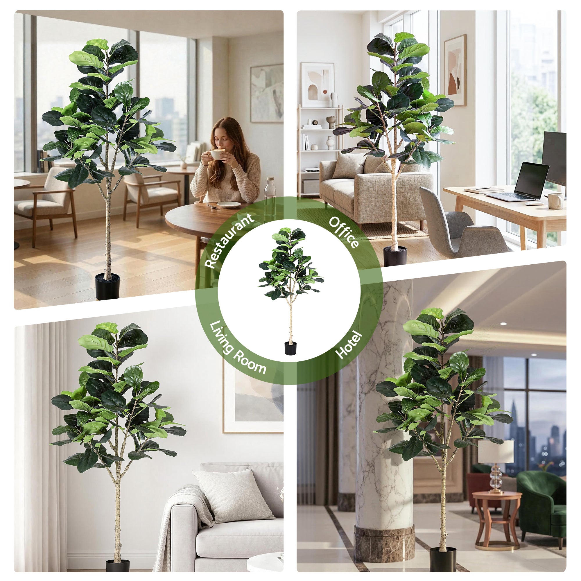 Artiss 180cm Artificial Fiddle Tree Faux Trees Indoor Decor Artificial Plants Lifelike Plant 1.8M-Home &amp; Garden > Artificial Plants > Artificial Trees-PEROZ Accessories