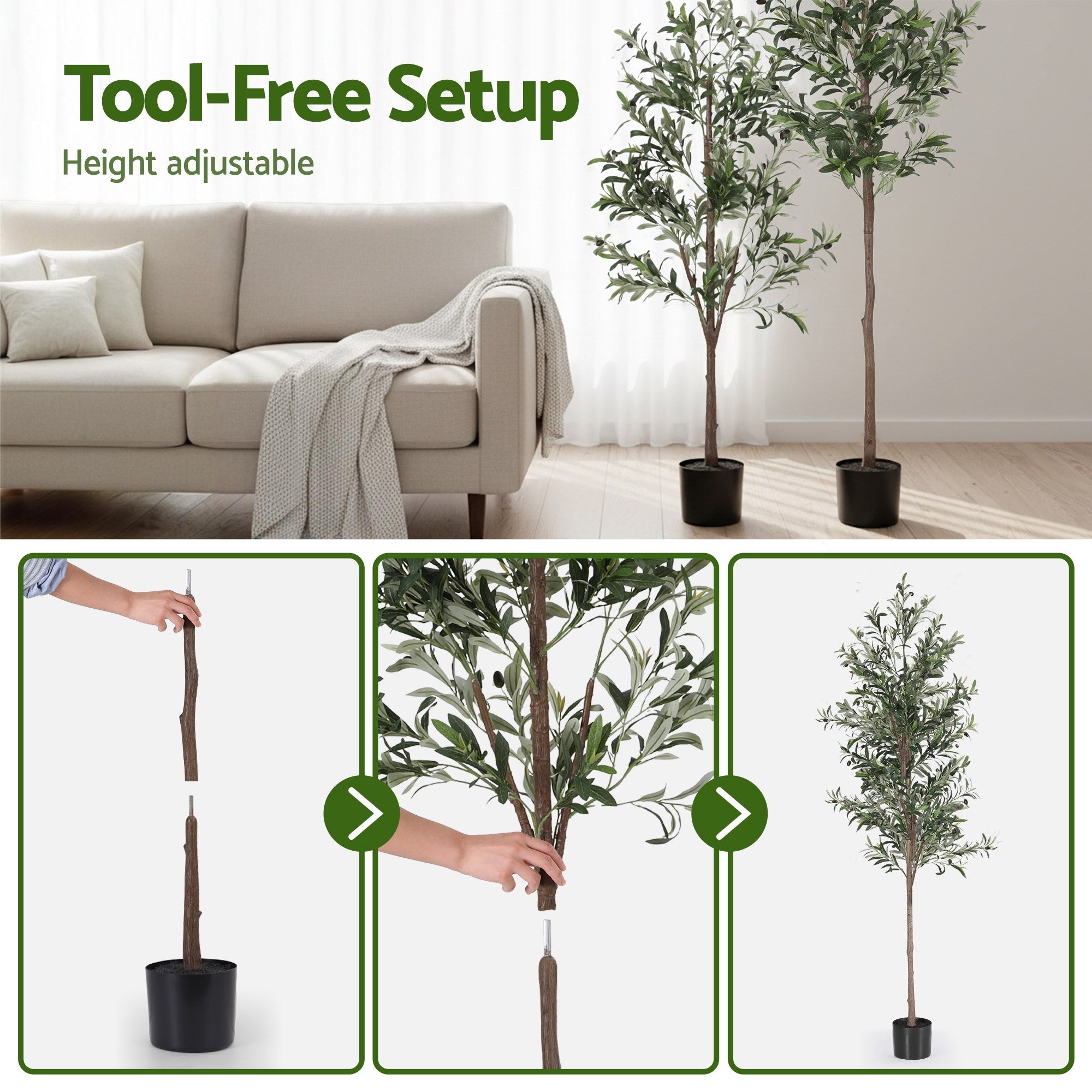 Artiss 210cm Artificial Olive Tree Faux Trees Indoor Decor Artificial Plants Lifelike Plant 2.1M-Home &amp; Garden > Artificial Plants > Artificial Trees-PEROZ Accessories