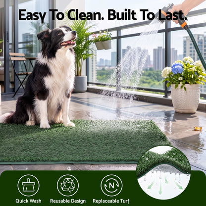 Prime Turf Foldable Dog Grass Potty Pad High Wall Tray for Apartment Balcony RV travel L-Home &amp; Garden > Artificial Plants > Artificial Grass-PEROZ Accessories