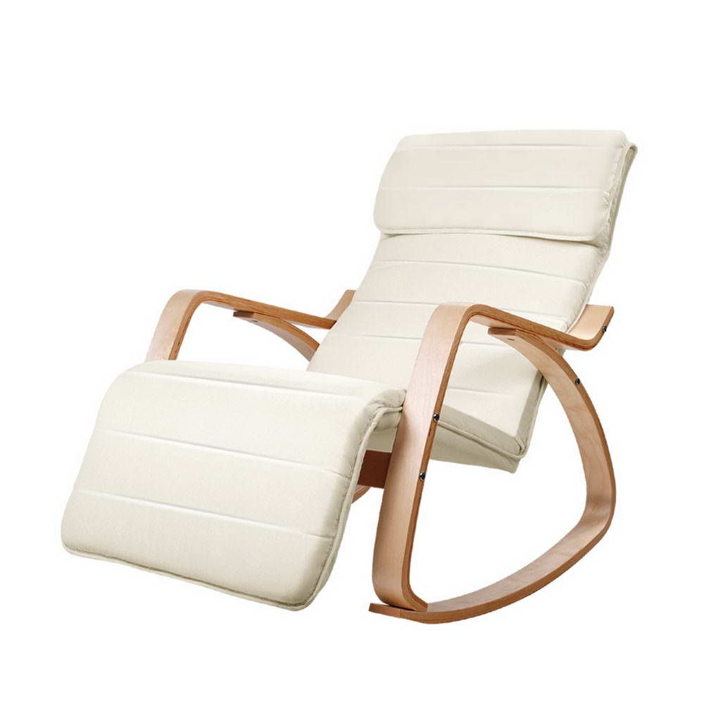 Artiss Rocking Armchair Footrest Nursing Beige Afton-Armchairs-PEROZ Accessories