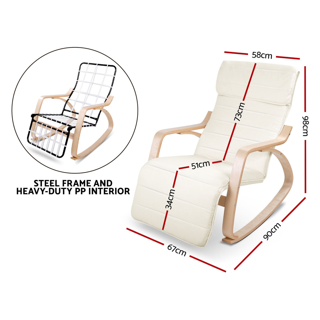 Artiss Rocking Armchair Footrest Nursing Beige Afton-Armchairs-PEROZ Accessories