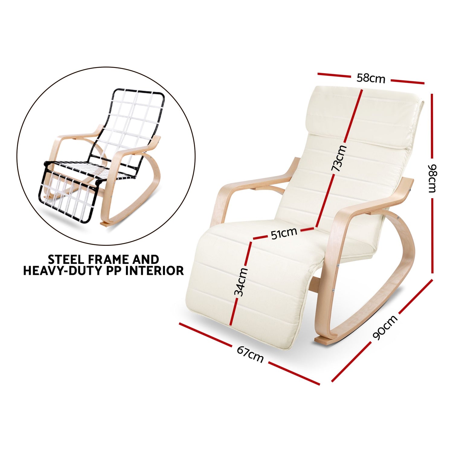 Artiss Rocking Armchair Footrest Nursing Beige Afton-Armchairs-PEROZ Accessories