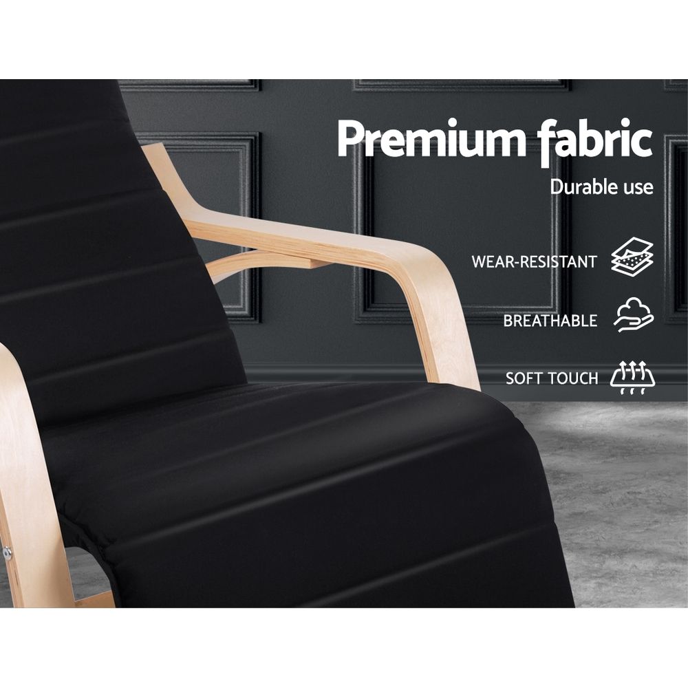 Artiss Rocking Armchair Footrest Nursing Black Afton-Armchairs-PEROZ Accessories