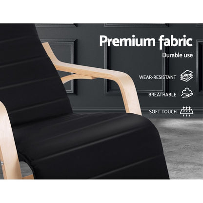 Artiss Rocking Armchair Footrest Nursing Black Afton-Armchairs-PEROZ Accessories