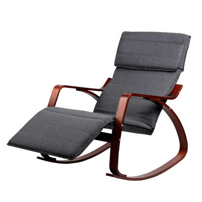 Artiss Rocking Armchair Footrest Nursing Charcoal Afton-Armchairs-PEROZ Accessories