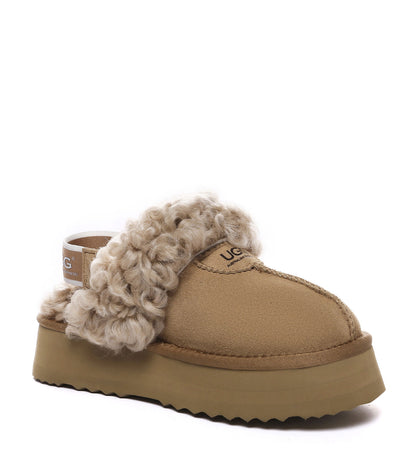 Australian Shepherd UGG Waffle Curly Platform Slippers - AS2074-Slippers-PEROZ Accessories