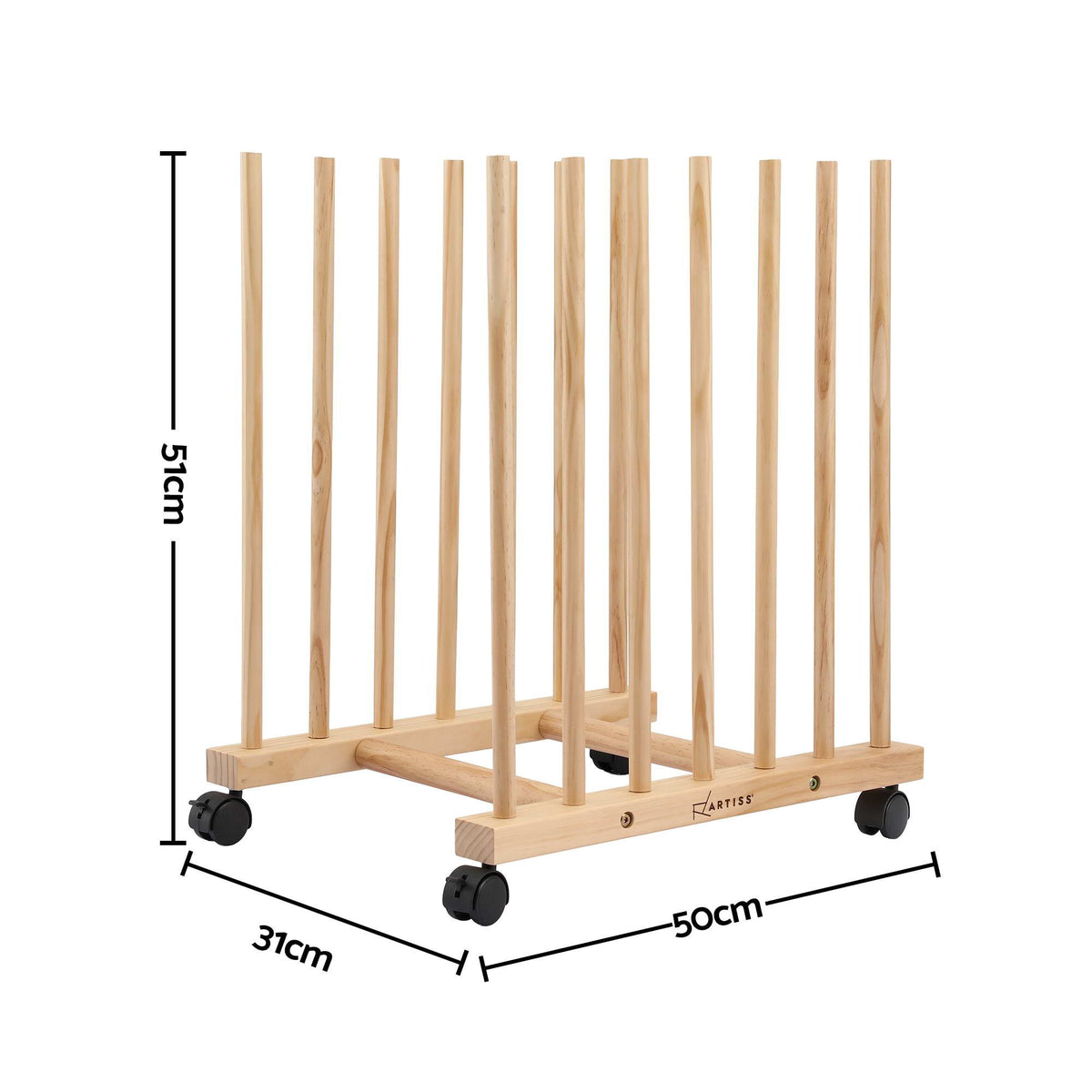 Artiss Wooden Art Drying &amp; Canvas Storage Rack with Caster Wheels for Studio,Galleries,Classroom