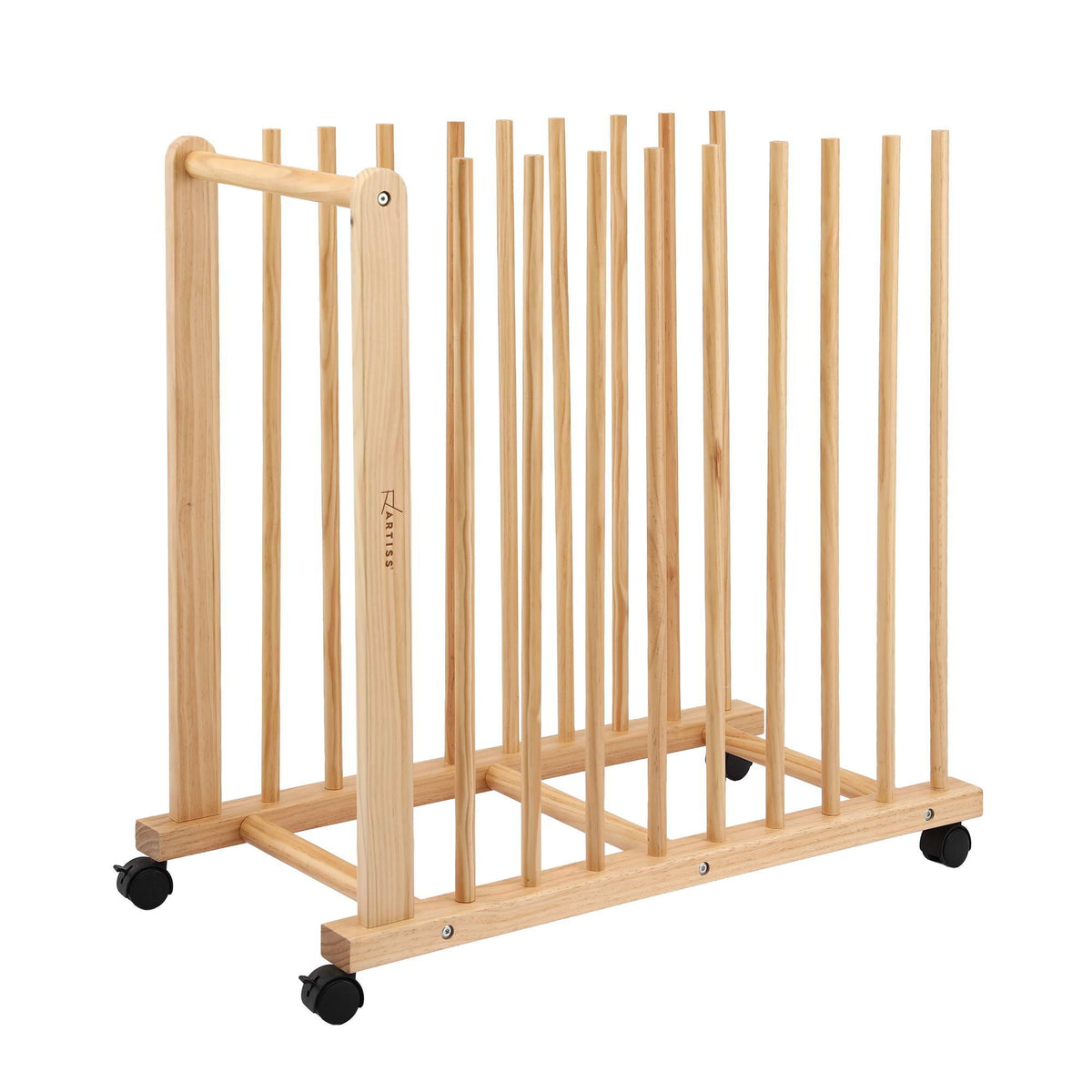 Artiss Art Drying &amp; Storage Rack with Caster Wheels, Solid Wood Adjustable Slots Rack for Drawing Boards, Panels, Paintings, Artworks Display