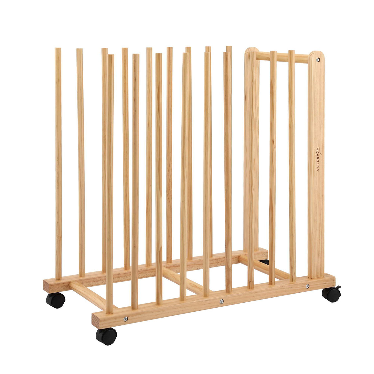 Artiss Art Drying &amp; Storage Rack with Caster Wheels, Solid Wood Adjustable Slots Rack for Drawing Boards, Panels, Paintings, Artworks Display