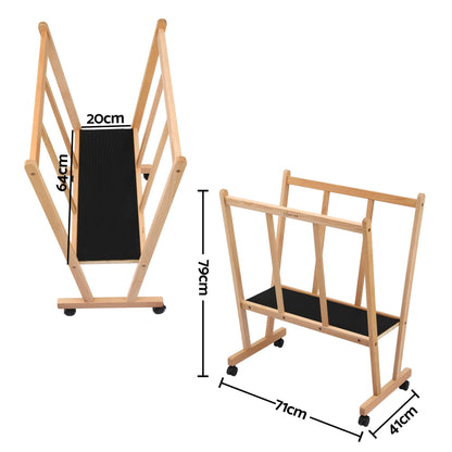 Artiss Art Display Wooden Print Rack with Castors-Canvas Drying &amp; Storage Rack for Panels, Posters, Art Shows &amp; Galleries