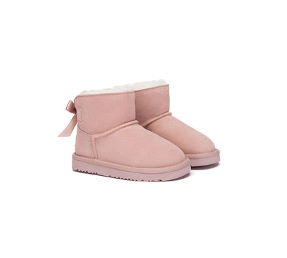 AUSTRALIAN SHEPHERD UGG Boots Kids Sheepskin Wool Back Bow Ankle Melub-UGG Boots-PEROZ Accessories