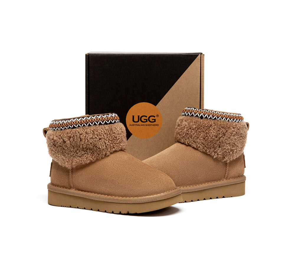 AUSTRALIAN SHEPHERD UGG Boots Kids Sheepskin Wool Collar Brunel-UGG Boots-PEROZ Accessories