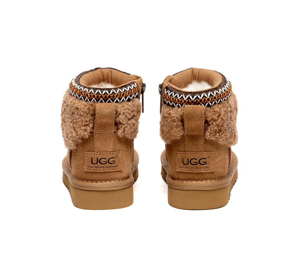 AUSTRALIAN SHEPHERD UGG Boots Kids Sheepskin Wool Collar Brunel-UGG Boots-PEROZ Accessories