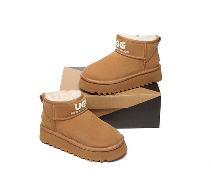 AUSTRALIAN SHEPHERD UGG Boots Sheepskin Wool Ankle Platform Helia-UGG Boots-PEROZ Accessories