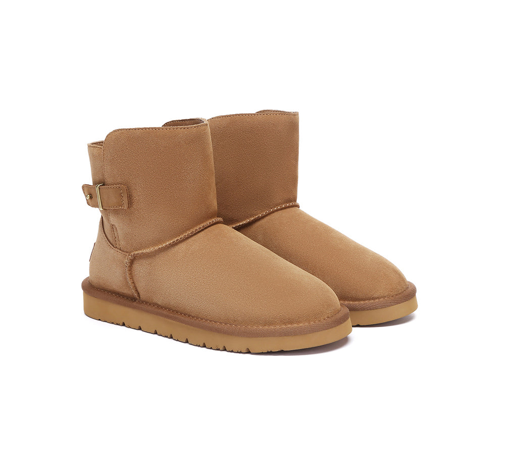 AUSTRALIAN SHEPHERD UGG Boots Sheepskin Wool Buckle Ankle Mini Winza-UGG Boots-PEROZ Accessories