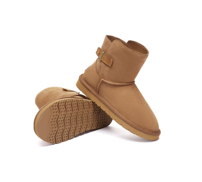 AUSTRALIAN SHEPHERD UGG Boots Sheepskin Wool Buckle Ankle Mini Winza-UGG Boots-PEROZ Accessories