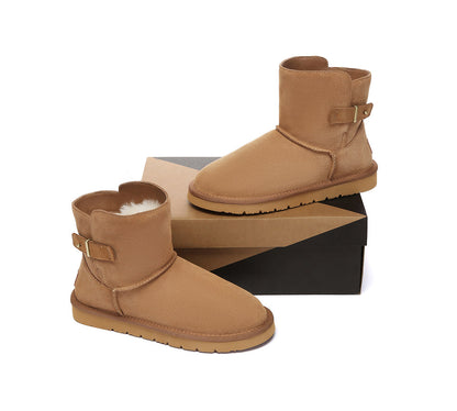 AUSTRALIAN SHEPHERD UGG Boots Sheepskin Wool Buckle Ankle Mini Winza-UGG Boots-PEROZ Accessories