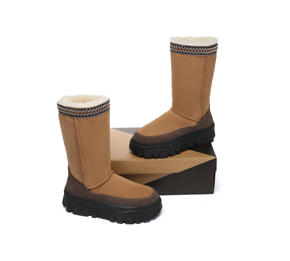 AUSTRALIAN SHEPHERD UGG Boots Sheepskin Wool Chunky Platform Tall Glacelle-UGG Boots-PEROZ Accessories