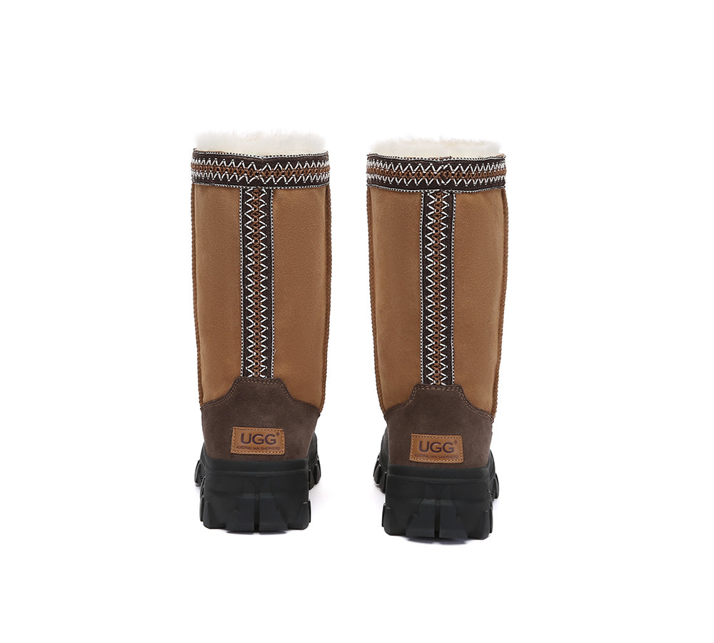 AUSTRALIAN SHEPHERD UGG Boots Sheepskin Wool Chunky Platform Tall Glacelle-UGG Boots-PEROZ Accessories