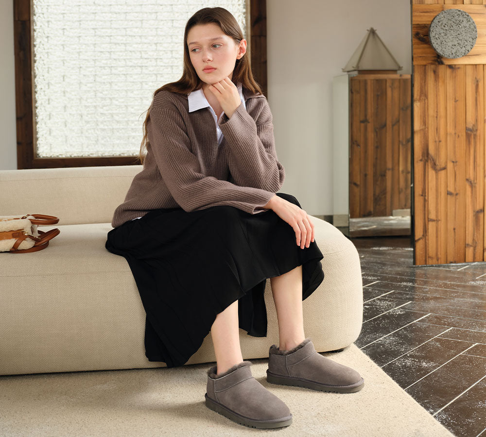 AUSTRALIAN SHEPHERD UGG Boots Sheepskin Wool Low Cut Ankle Lune-UGG Boots-PEROZ Accessories