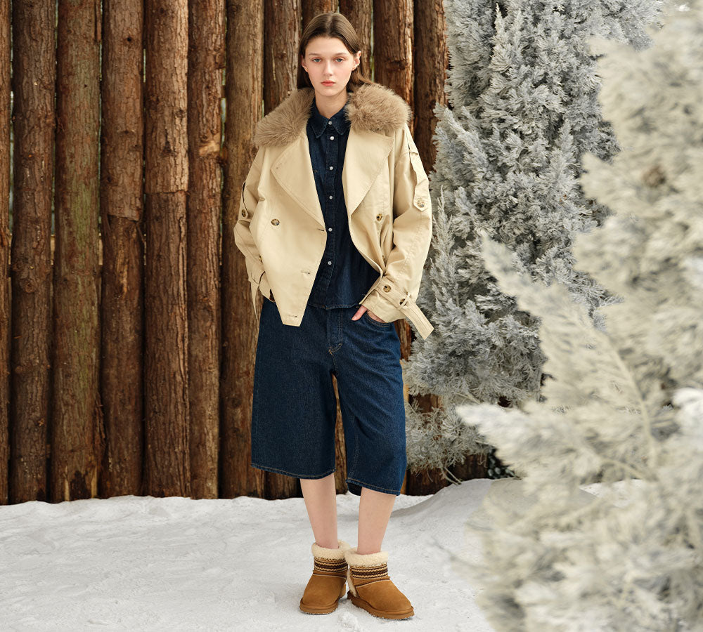 AUSTRALIAN SHEPHERD UGG Boots Sheepskin Wool Shearling Knitted Mini Ferlat-UGG Boots-PEROZ Accessories