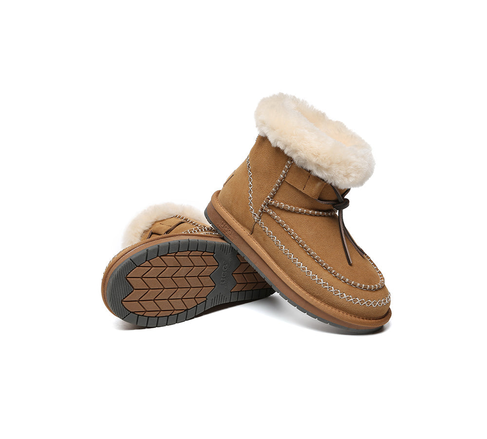 AUSTRALIAN SHEPHERD® UGG Boots Women Sheepskin Wool Ankle Woven Mini Stormy-PEROZ Accessories