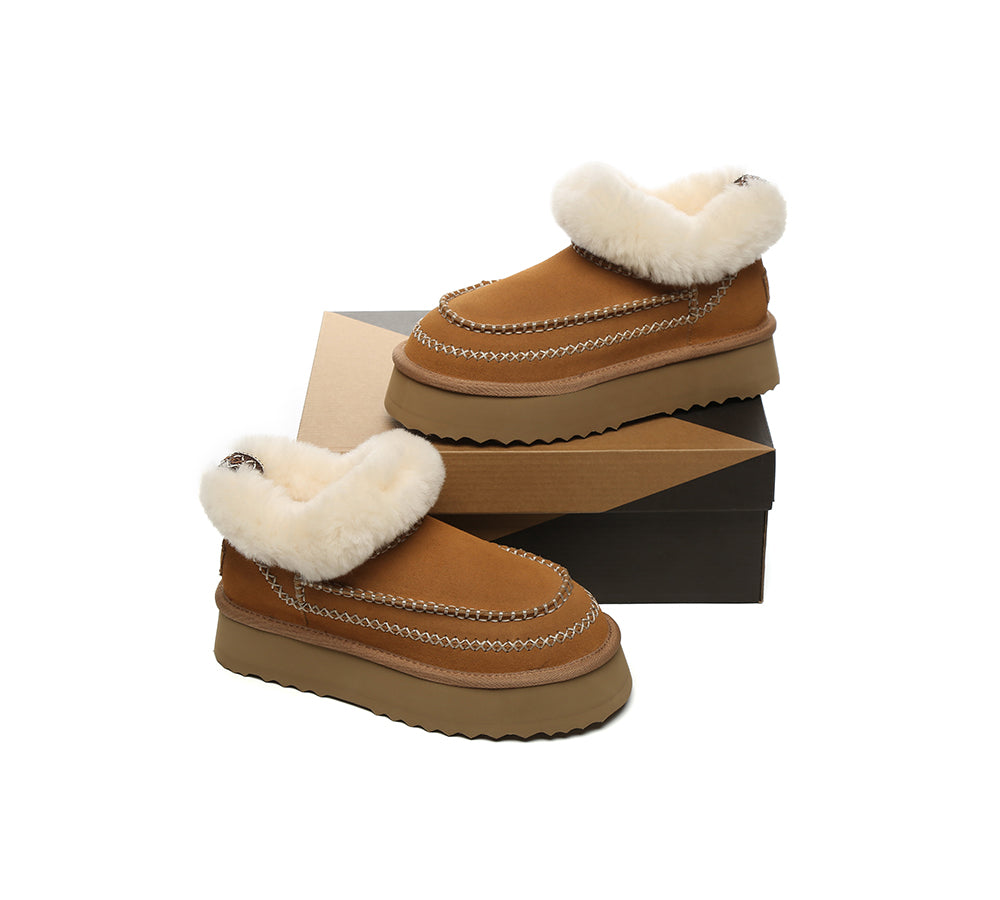 AUSTRALIAN SHEPHERD® UGG Boots Women Sheepskin Wool Collar Ankle Platform Mini Santana-PEROZ Accessories
