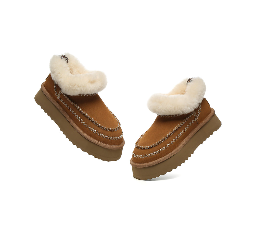 AUSTRALIAN SHEPHERD® UGG Boots Women Sheepskin Wool Collar Ankle Platform Mini Santana-PEROZ Accessories