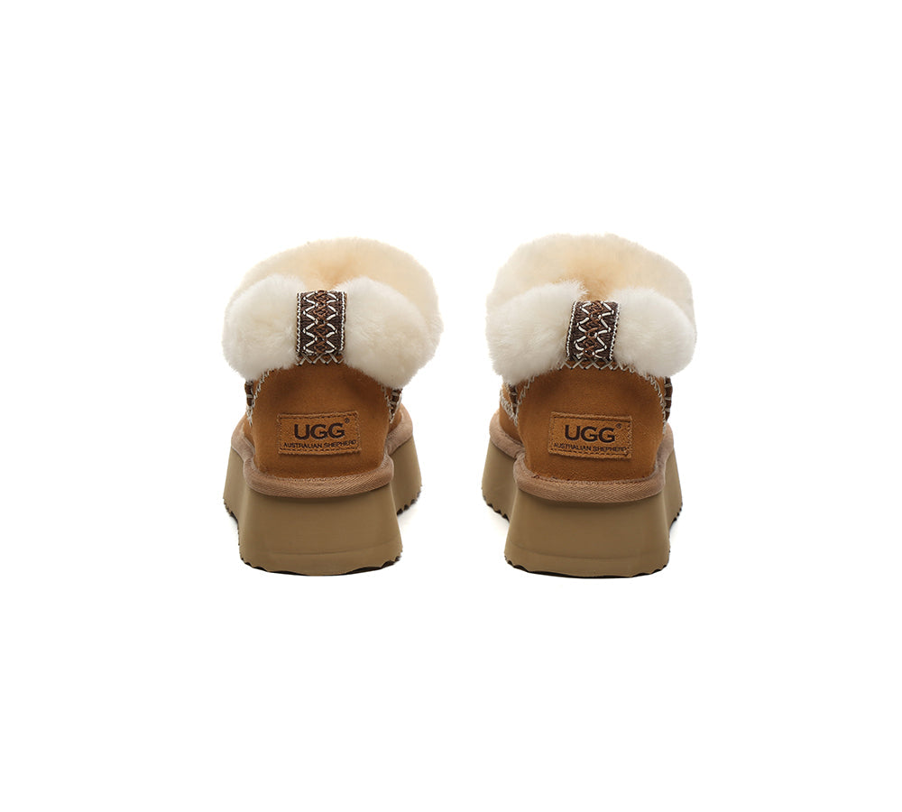 AUSTRALIAN SHEPHERD® UGG Boots Women Sheepskin Wool Collar Ankle Platform Mini Santana-PEROZ Accessories