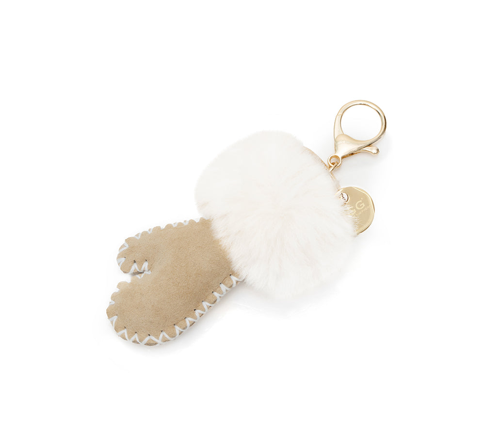 AUSTRALIAN SHEPHERD UGG Glove Fluffy Sheepskin Wool Keyring-keyring-PEROZ Accessories