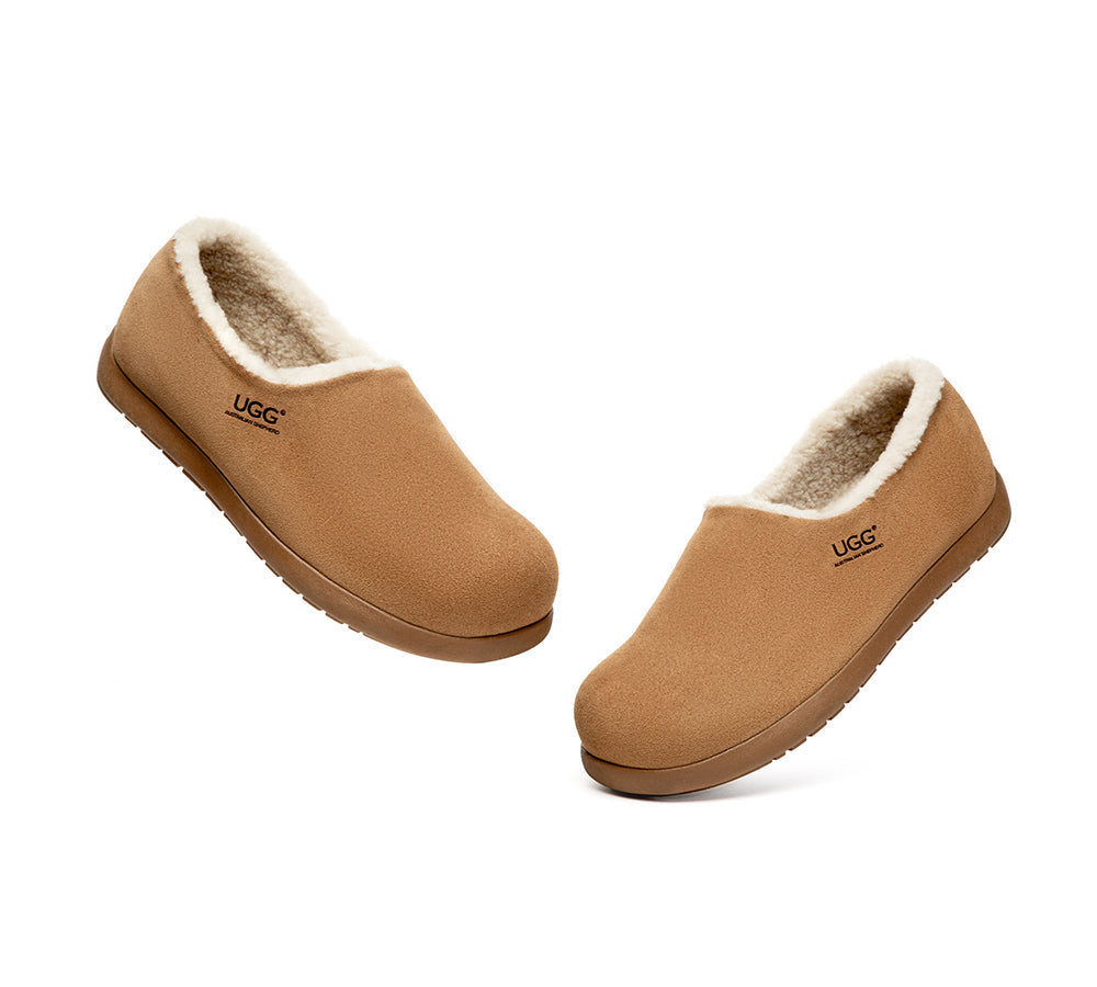 AUSTRALIAN SHEPHERD UGG Slippers Men Sheepskin Wool Ankle Clog Large Size Brett-UGG Slippers-PEROZ Accessories