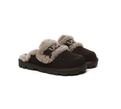 AUSTRALIAN SHEPHERD UGG Slippers Men Sheepskin Wool Large Size Rilee-UGG Slippers-PEROZ Accessories