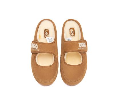 AUSTRALIAN SHEPHERD UGG Slippers Sheepskin Wool Adjustable Strap Mary Jane Velly-UGG Slippers-PEROZ Accessories