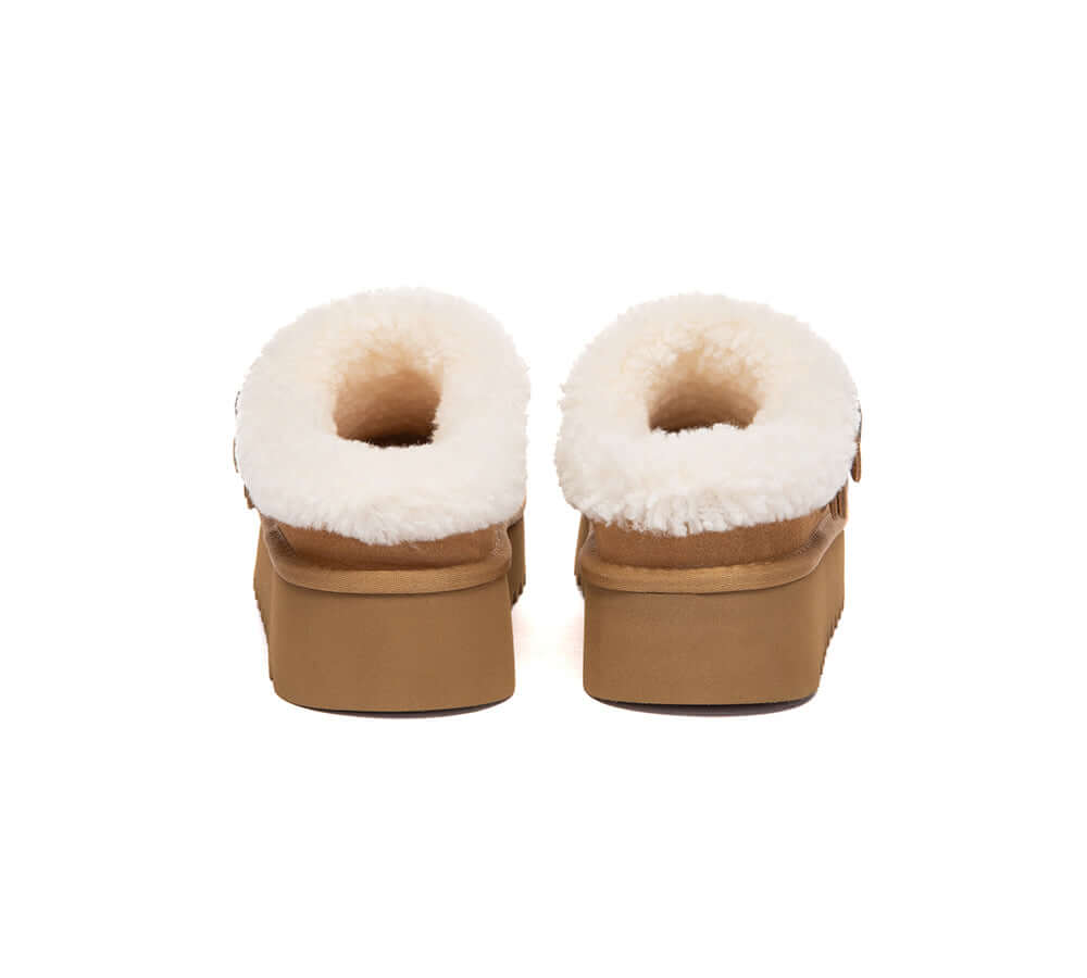 AUSTRALIAN SHEPHERD® UGG Slippers Sheepskin Wool Adjustable Strap Platform Pulsey-PEROZ Accessories