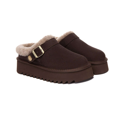 AUSTRALIAN SHEPHERD® UGG Slippers Sheepskin Wool Adjustable Strap Platform Pulsey-PEROZ Accessories