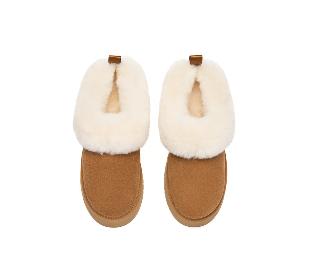 AUSTRALIAN SHEPHERD UGG Slippers Sheepskin Wool Collar Ankle Platform Glacial-UGG Slippers-PEROZ Accessories