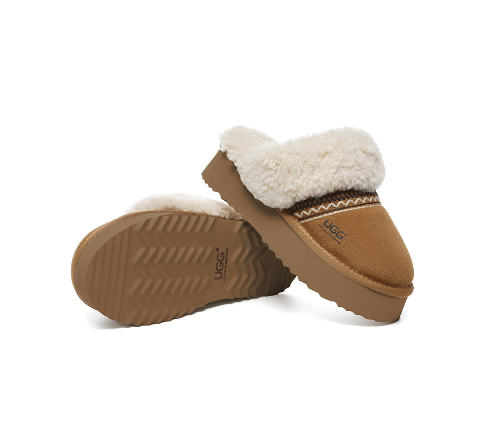 AUSTRALIAN SHEPHERD® UGG Slippers Sheepskin Wool Knitted Platform Isle-PEROZ Accessories