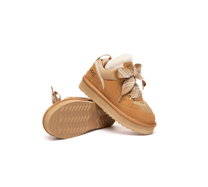 AUSTRALIAN SHEPHERD UGG Boots Kids Sheepskin Wool Lace Up Platform Sneakers Parkyr-UGG Boots-PEROZ Accessories