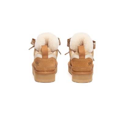 AUSTRALIAN SHEPHERD UGG Boots Kids Sheepskin Wool Lace Up Platform Sneakers Parkyr-UGG Boots-PEROZ Accessories