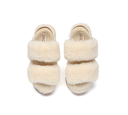 AUSTRALIAN SHEPHERD UGG Women Double Strap Slingback Platform Fluffy Slides Lyam-UGG Slides-PEROZ Accessories