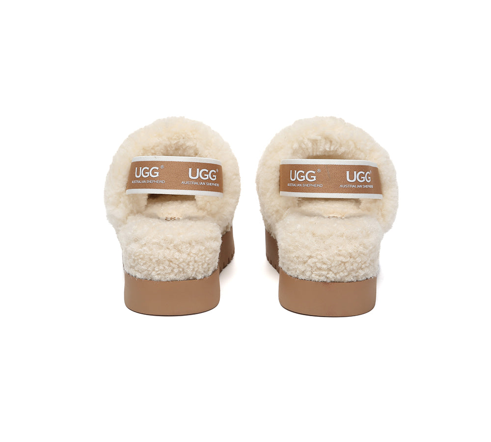 AUSTRALIAN SHEPHERD UGG Women Double Strap Slingback Platform Fluffy Slides Lyam-UGG Slides-PEROZ Accessories