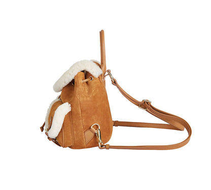 AUSTRALIAN SHEPHERD® Women Fluffy Wool Adjustable Strap Drawstring Charlie Backpack-PEROZ Accessories